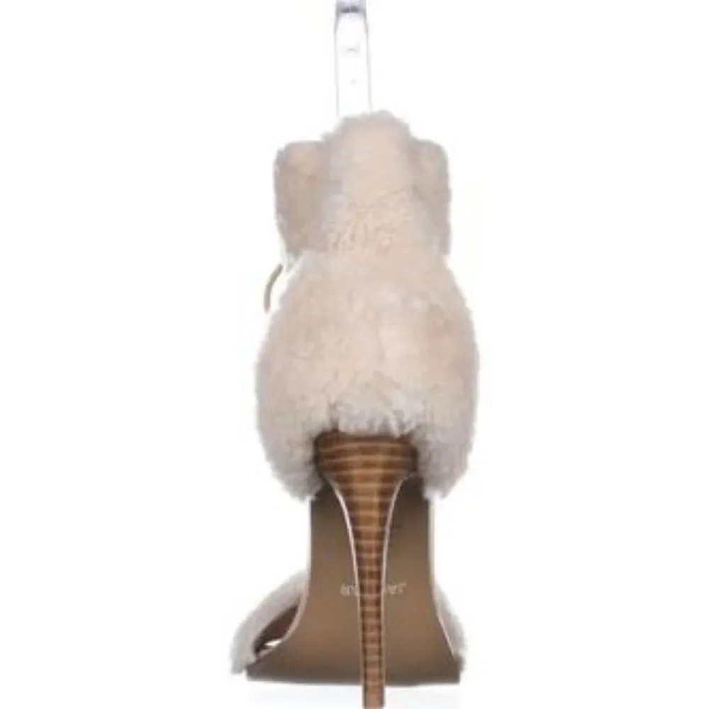JAGGAR Transcendence Shearling Fur Heels in Natural Lace Up NIB Women's Size 7.5